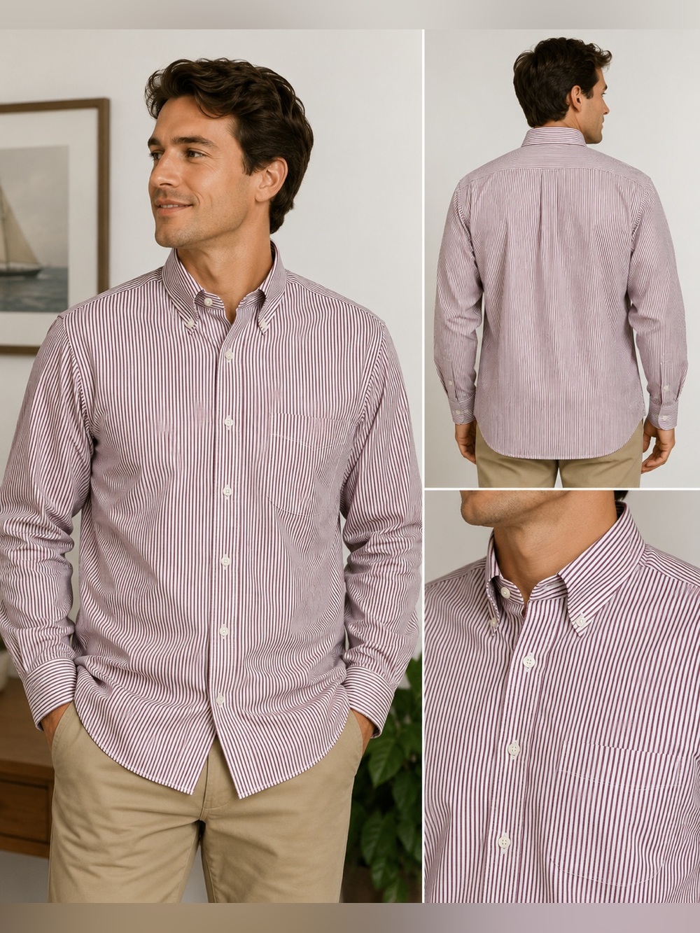 Vintage J.S. Bank Executive 17.5-35 Pinpoint Oxford Stripe Dress Shirt Cotton